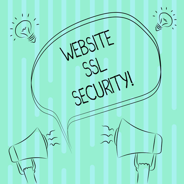 Word テキスト web サイトの Ssl セキュリティを書きます。Web サーバーとブラウザー フリーハンド アウトライン スケッチの空白バルーン メガホン サウンド アイデア アイコンの間の暗号化されたリンクのビジネス コンセプト. - 写真・画像