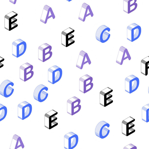 Bleu clair, motif sans couture vectoriel rouge avec symboles ABC 3D. Illustration 3D colorée brillante avec des lettres isolées. Modèle pour cartes de visite, sites Web
. - Vecteur, image