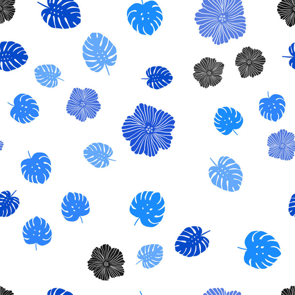 Light BLUE vector seamless elegant pattern with flowers, leaves. Colorful abstract illustration with leaves in doodle style. Design for wallpaper, fabric makers. - Vector, Image