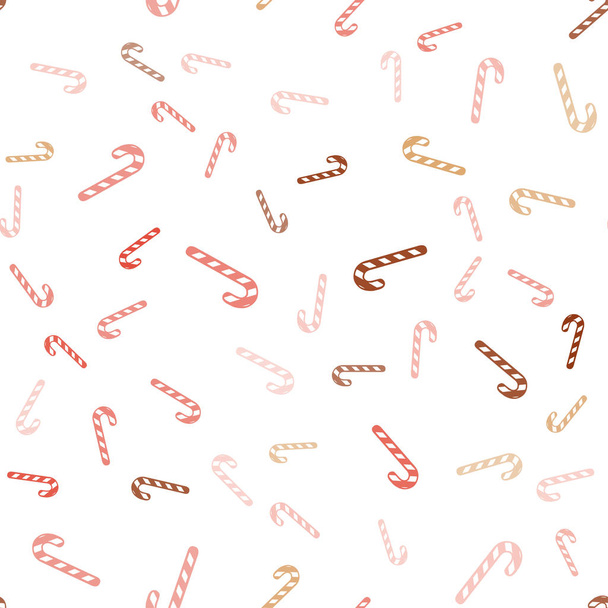 Light Red, Yellow vector seamless template with sweet christmas sticks. - Vector, afbeelding