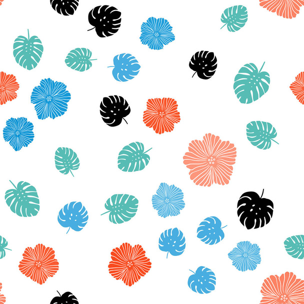 Patrón de garabato transparente vector multicolor oscuro con flores, hojas. Doodle ilustración de hojas y flores en estilo origami. Plantilla para tarjetas de visita, sitios web
. - Vector, Imagen