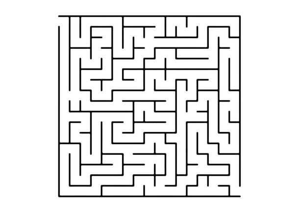 黒の迷路を持つベクトル テンプレートをホワイト、パズルします。白いテンプレートに迷路の複雑なイラスト。レジャー タスク、ゲームのパターン. - ベクター画像