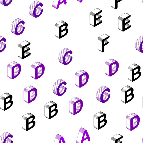 Modèle sans couture vectoriel violet foncé avec des lettres isolées en 3D. Illustration abstraite avec symboles ABC 3D. Conception pour le textile, tissu, fonds d'écran
. - Vecteur, image