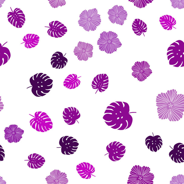 Σκούρο μοβ διάνυσμα απρόσκοπτη κομψό πρότυπο με τα λουλούδια, φύλλα. Εικονογράφηση με doodles αφηρημένη πρότυπο. Μοτίβο για το σχεδιασμό του υφάσματος, ταπετσαρίες. - Διάνυσμα, εικόνα