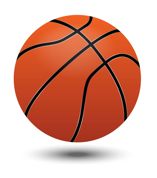 оранжевый баскетбольный мяч, векторный дизайн и тень на белом фоне
 - Вектор,изображение