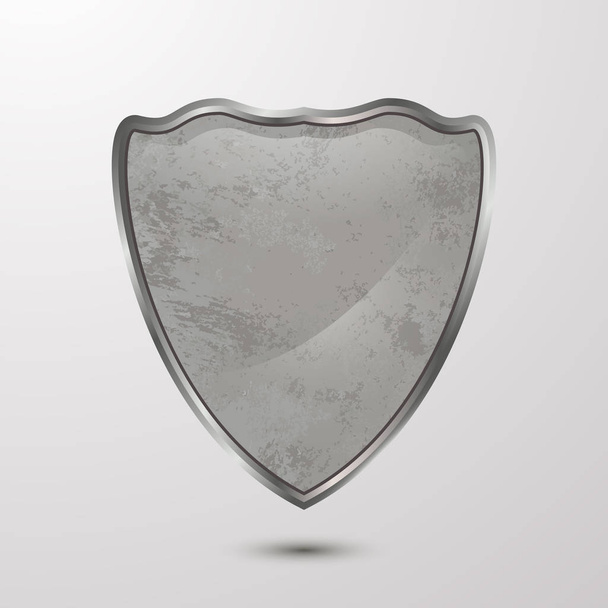 Protection.Vector textured 3D shield.Cardboard,cementSymbol templateConcept design - Vector, Image
