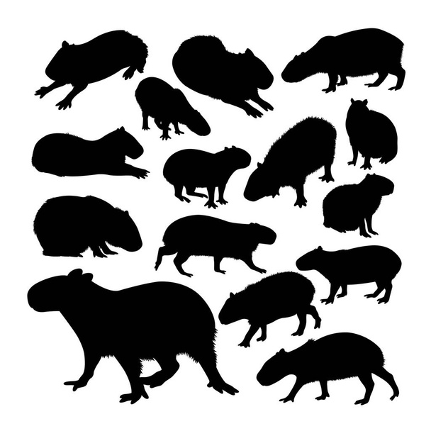 Capybara animal silhouettes. Good use for symbol, logo, web icon, mascot, sign, or any design you want. - Vector, Image
