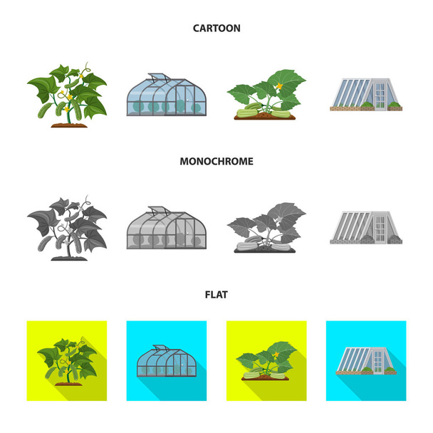 Vektorová design ikony skleníkových a rostlin. Sada skleník a zahradní vektorové ikony pro stock. - Vektor, obrázek