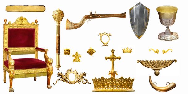 Královský, císařský vnitřní izolované zlaté prvky - Fotografie, Obrázek
