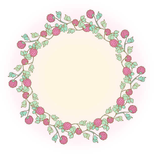 Decorative composition with red clover in bloom and celtic cross. St. Patricks day festive design. - Vector, Image