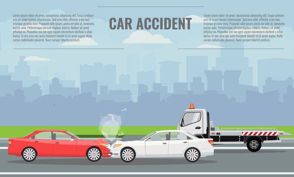 Autó összeomlik vagy baleset fogalma szemlélteti. Vektoros illusztráció infographic-sablon. - Vektor, kép