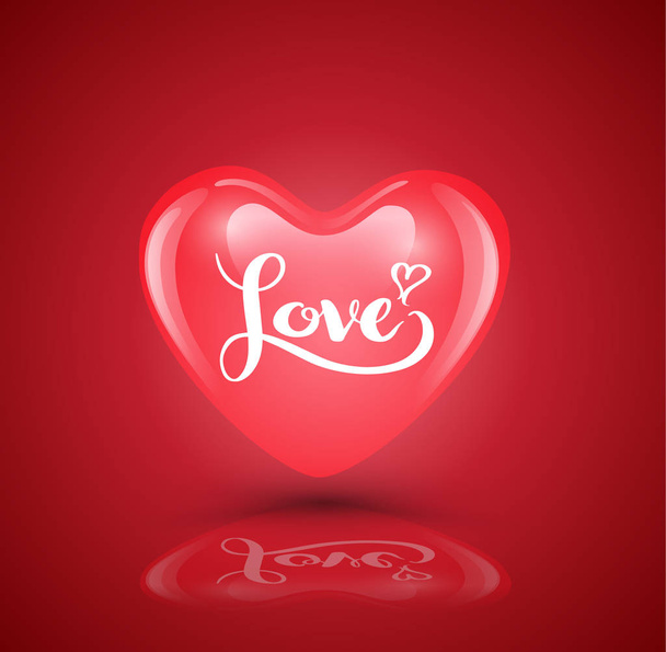 Heart with love lettering. Vector illustration for love concept valentine and wedding. - Διάνυσμα, εικόνα