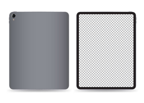 タブレット背面前面モックアップのベクトルが現実的なイラストレーション技術と簡単配置デモまたは画面の画像. - ベクター画像