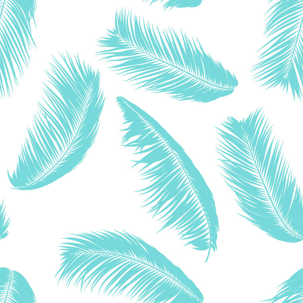 Vector Coconut Tree. Tropical Seamless Pattern with Palm Leaf. Exotic Jungle Plants Abstract Background. Simple Silhouette of Tropic Leaves. Trendy Coconut Tree Branches for Textile, Fabric, Wallpaper - Vettoriali, immagini