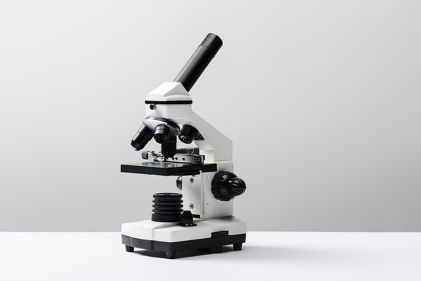 microscope on grey background with copy space - Photo, Image