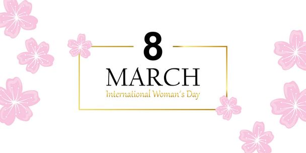 día de las mujeres 8 de marzo tarjeta de felicitación con flor de cerezo
 - Vector, imagen