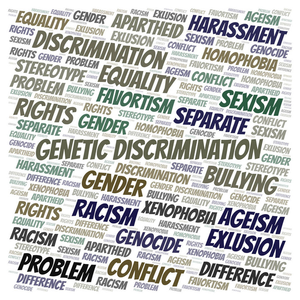 Генетична дискримінація - тип дискримінації - хмара слів. Wordcloud зроблено лише з текстом
. - Фото, зображення