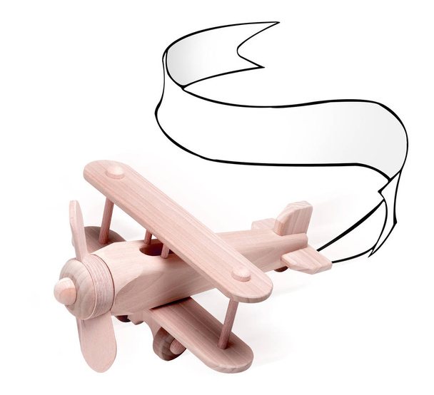 Dřevěné letadlo pro modelářství s proužkem - Fotografie, Obrázek