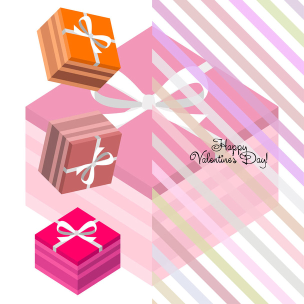 Valentine's Day, gift, greeting card, vector background - Vettoriali, immagini