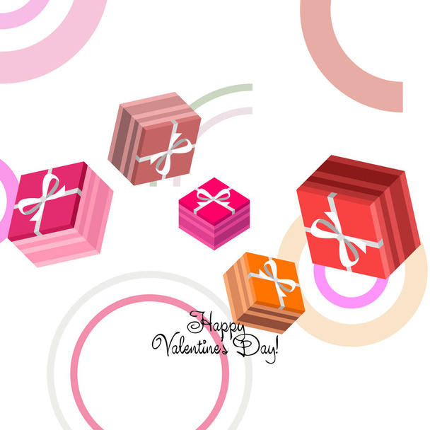 Valentine's Day, gift, greeting card, vector background - Vector, imagen