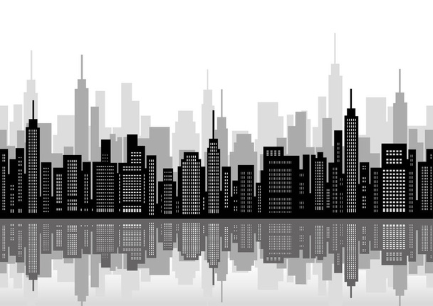 Seamless cityscape, vector illustration. Horizontally repeatable. - Vector, Image