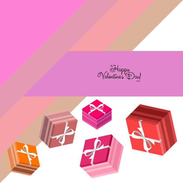Valentine's Day, gift, greeting card, vector background - Vektor, kép
