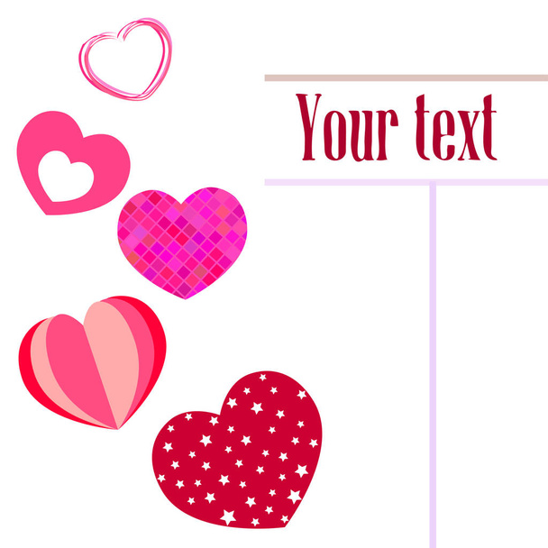 Valentine's Day, heart, greeting card, vector background - Vector, imagen