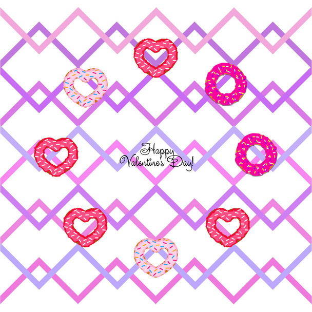 Valentine's Day, heart donut, greeting card, vector background - Vektor, kép