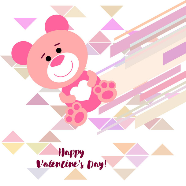 Valentine's Day, teddy bear, congratulation, vector background - Vector, Image