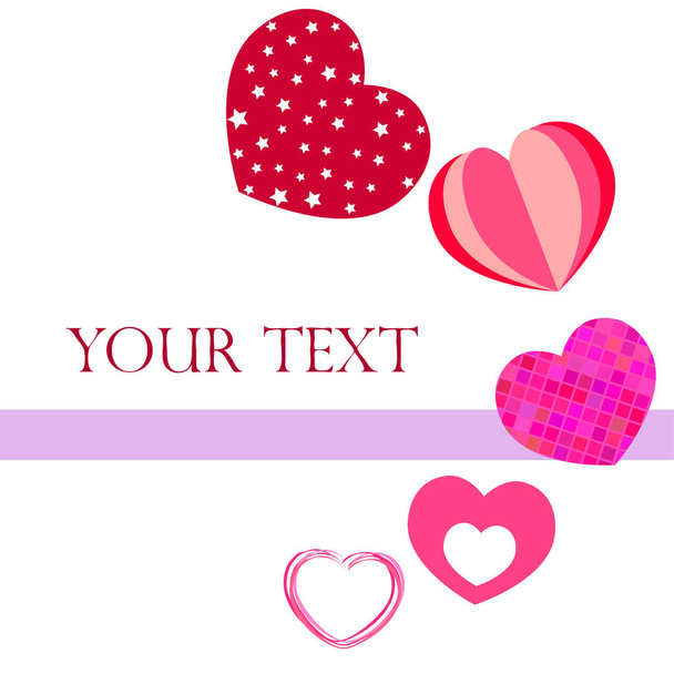 Valentine's Day, heart, greeting card, vector background - Vektör, Görsel
