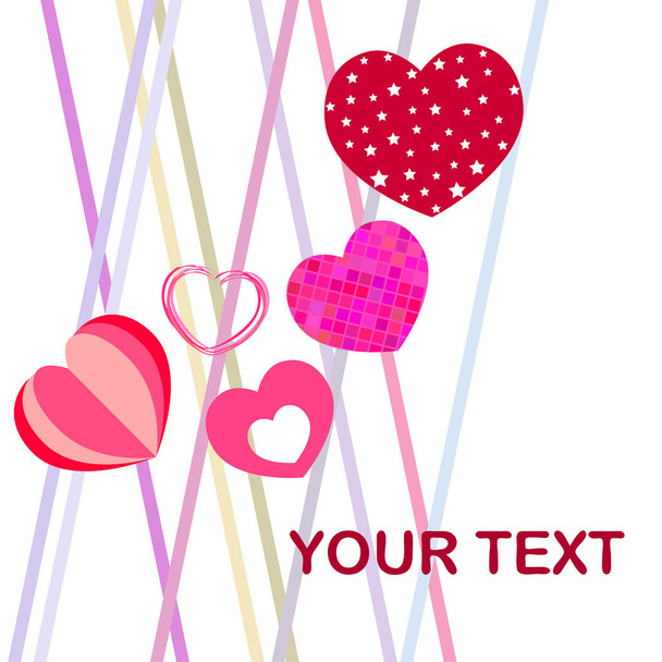 Valentine's Day, heart, greeting card, vector background - Vector, imagen
