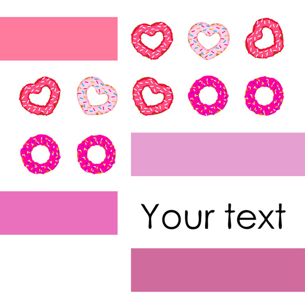 Valentine's Day, heart donut, greeting card, vector background - Vector, Imagen