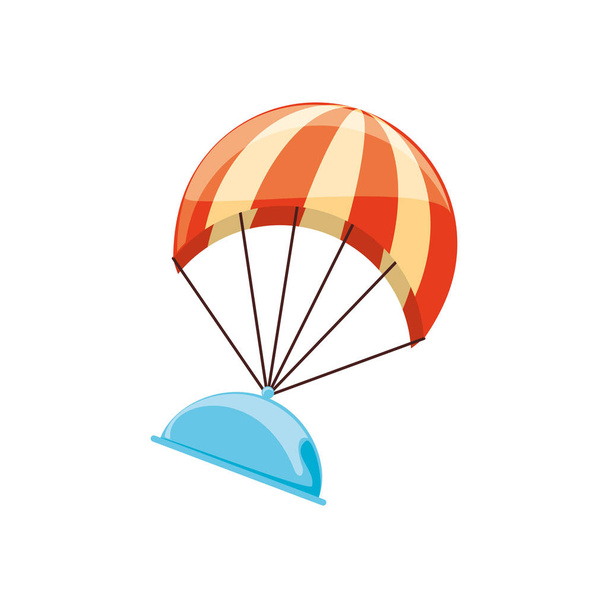 paraquedas voando com serviço de entrega de servidor de bandeja
 - Vetor, Imagem