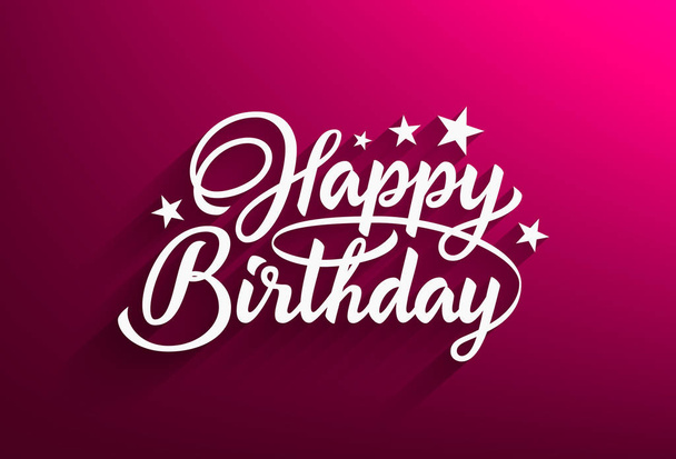 Inscription happy birthday casting a shadow on a pink background - Vector, imagen