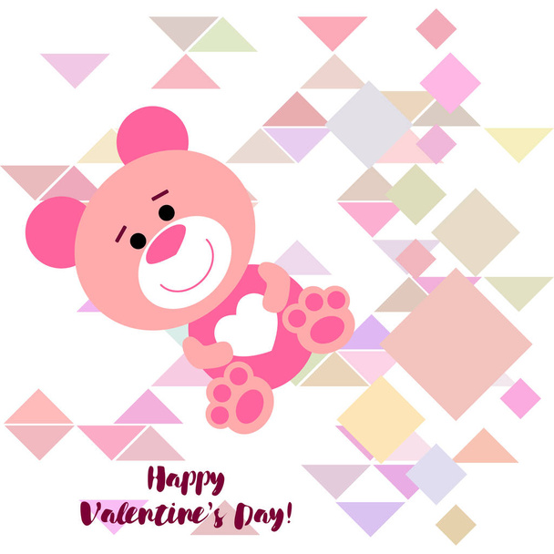 Valentine's Day, teddy bear, congratulation, vector background - Vector, Image