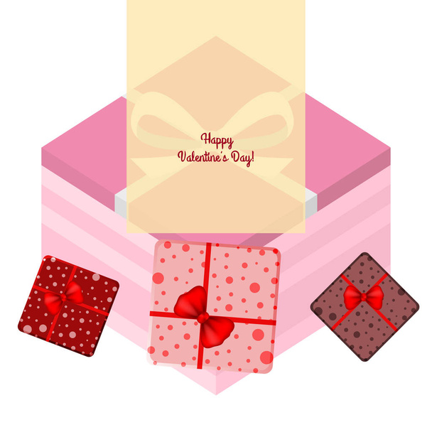 Valentine's Day, gift, greeting card, vector background - Vektori, kuva
