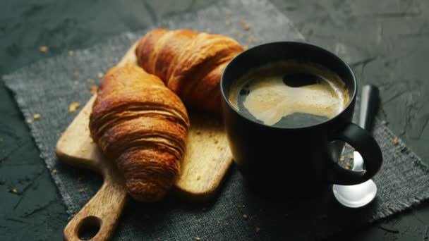 Croissants and cup of coffee - Footage, Video