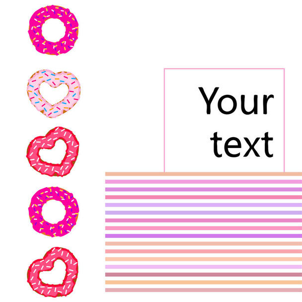 Valentine's Day, heart donut, greeting card, vector background - Vector, afbeelding