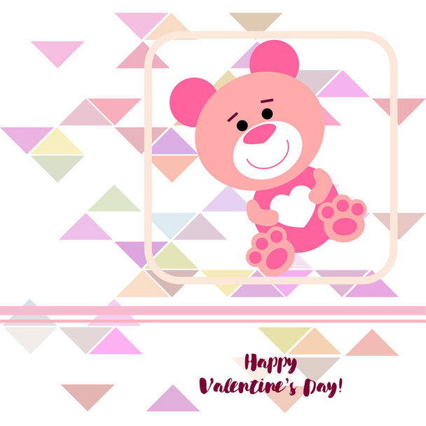 Valentine's Day, teddy bear, congratulation, vector background - Vetor, Imagem