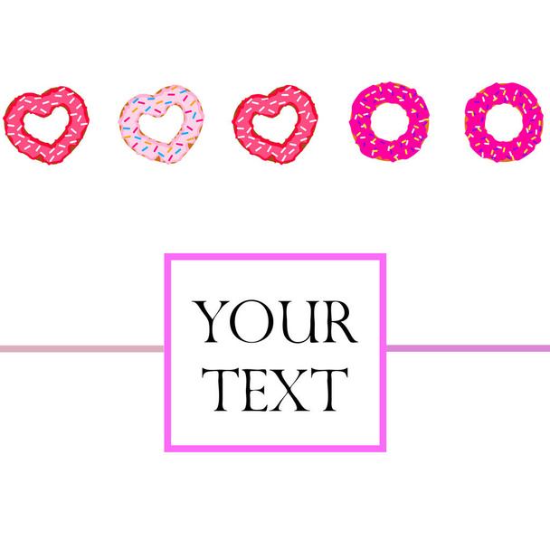Valentine's Day, heart donut, greeting card, vector background - Vettoriali, immagini