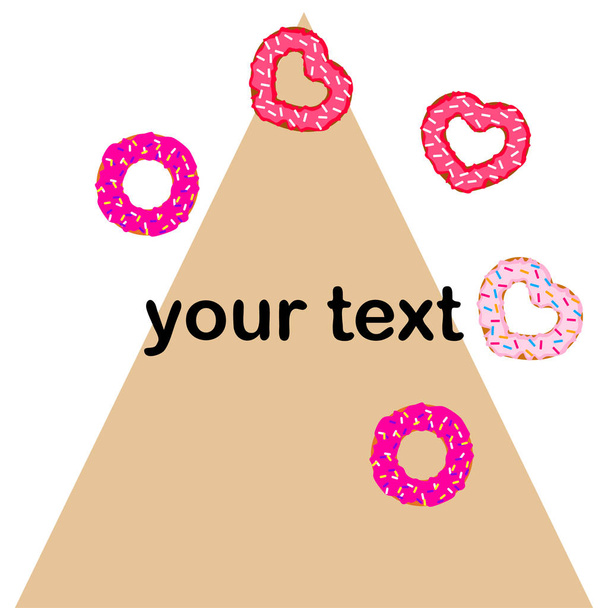 Valentine's Day, heart donut, greeting card, vector background - Vektor, Bild