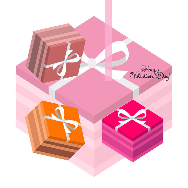 Valentine's Day, gift, greeting card, vector background - Vektor, obrázek