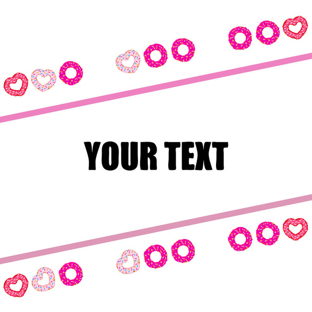 Valentine's Day, heart donut, greeting card, vector background - Διάνυσμα, εικόνα