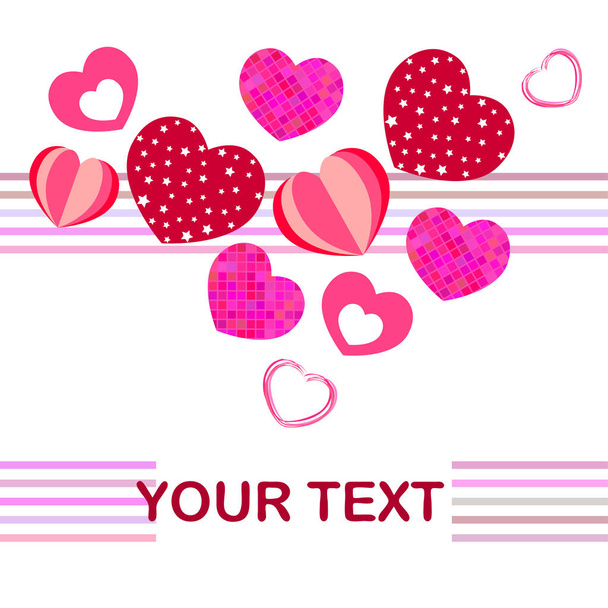Valentine's Day, heart, greeting card, vector background - Vetor, Imagem
