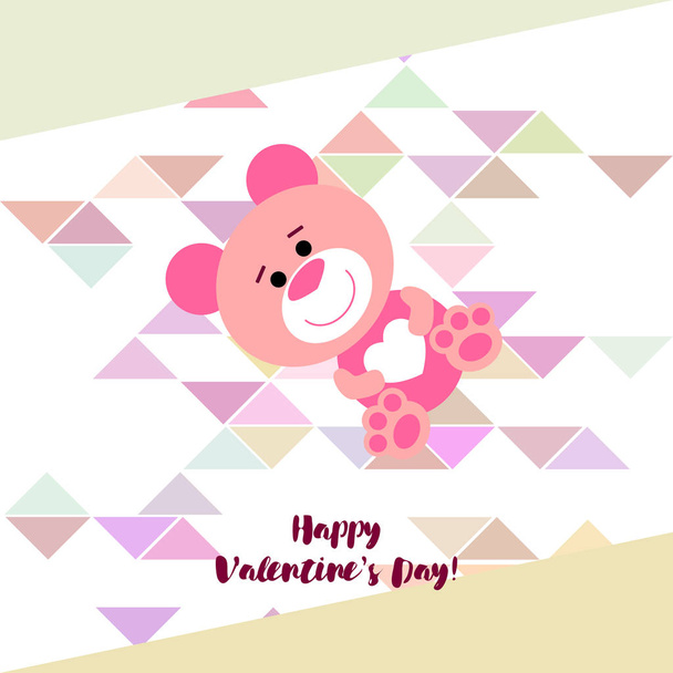 Valentine's Day, teddy bear, congratulation, vector background - Vector, imagen