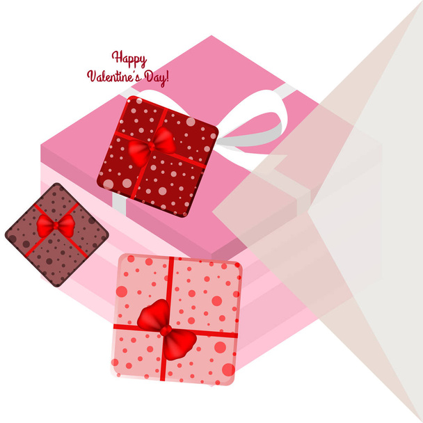 Valentin-nap, ajándék, üdvözlőlap, vektor háttér - Vektor, kép