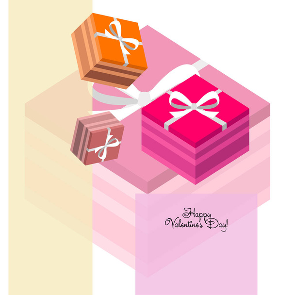 Valentine's Day, gift, greeting card, vector background - Vektör, Görsel