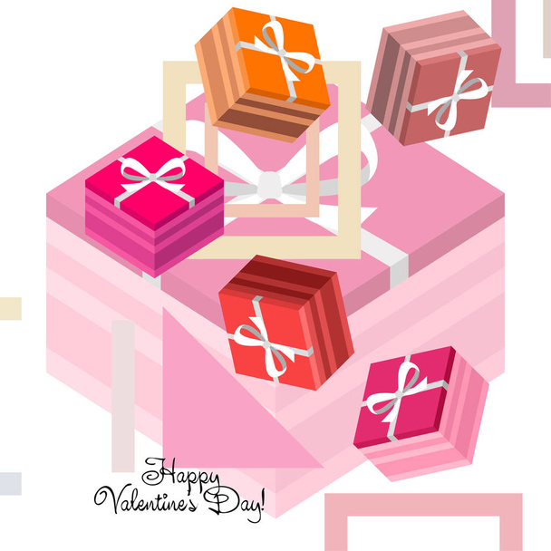 Valentine's Day, gift, greeting card, vector background - Vector, Imagen