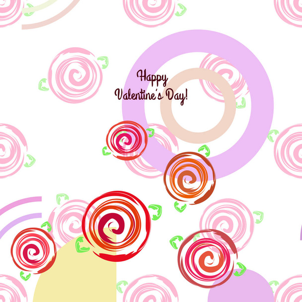 Valentine's Day, rose, flower, greeting card, vector background - Vektör, Görsel