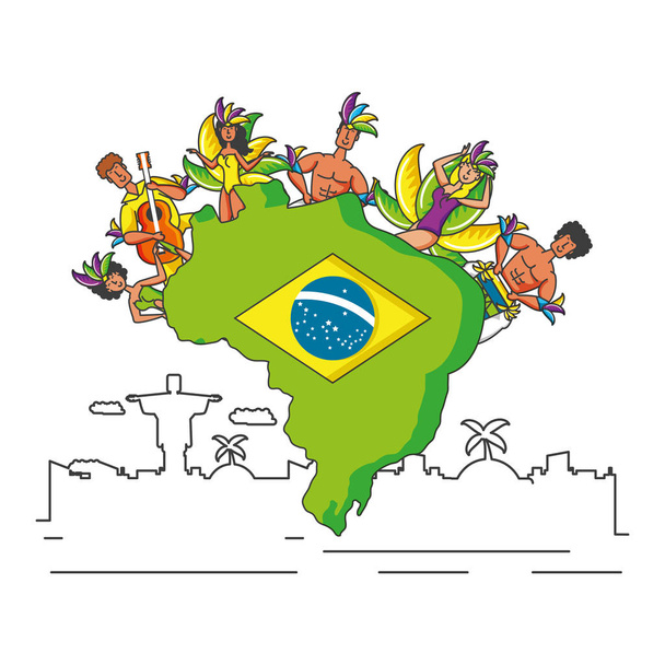 ομάδα της Βραζιλίας χορευτές χαρακτήρες - Διάνυσμα, εικόνα